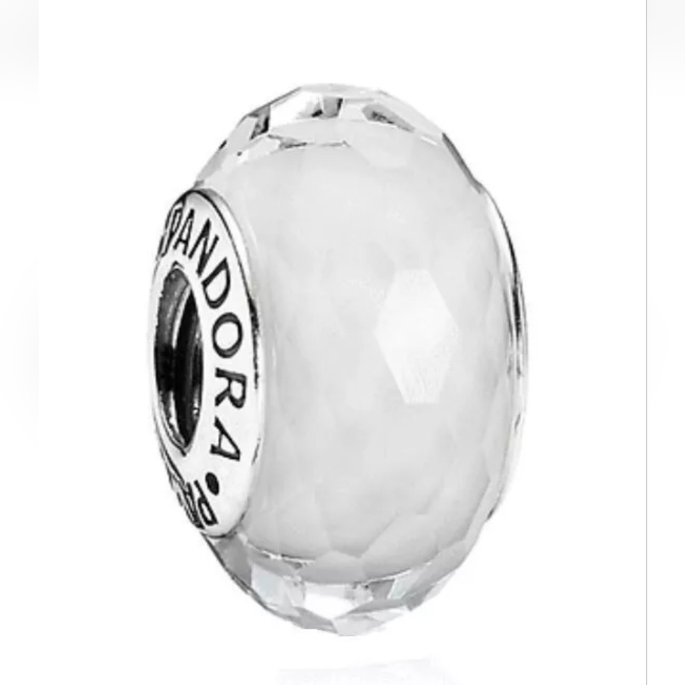 Pandora White Faceted Murano Glass Charm